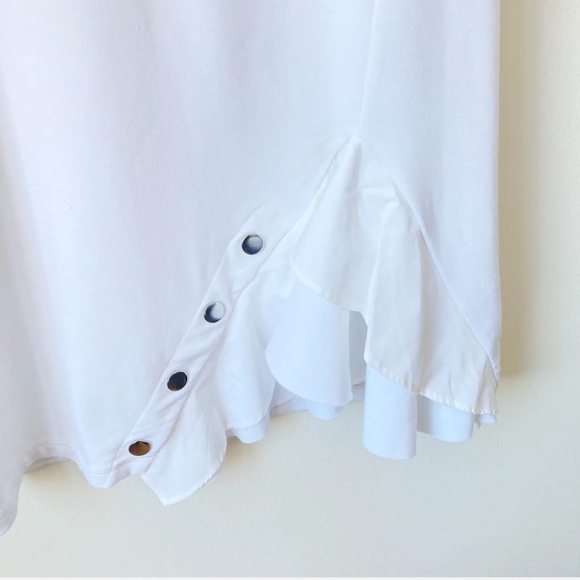 Zara White Ruffle Mixed Media Minimalist Sleeveless Tank Shift Mini Dress L - Picture 3 of 9